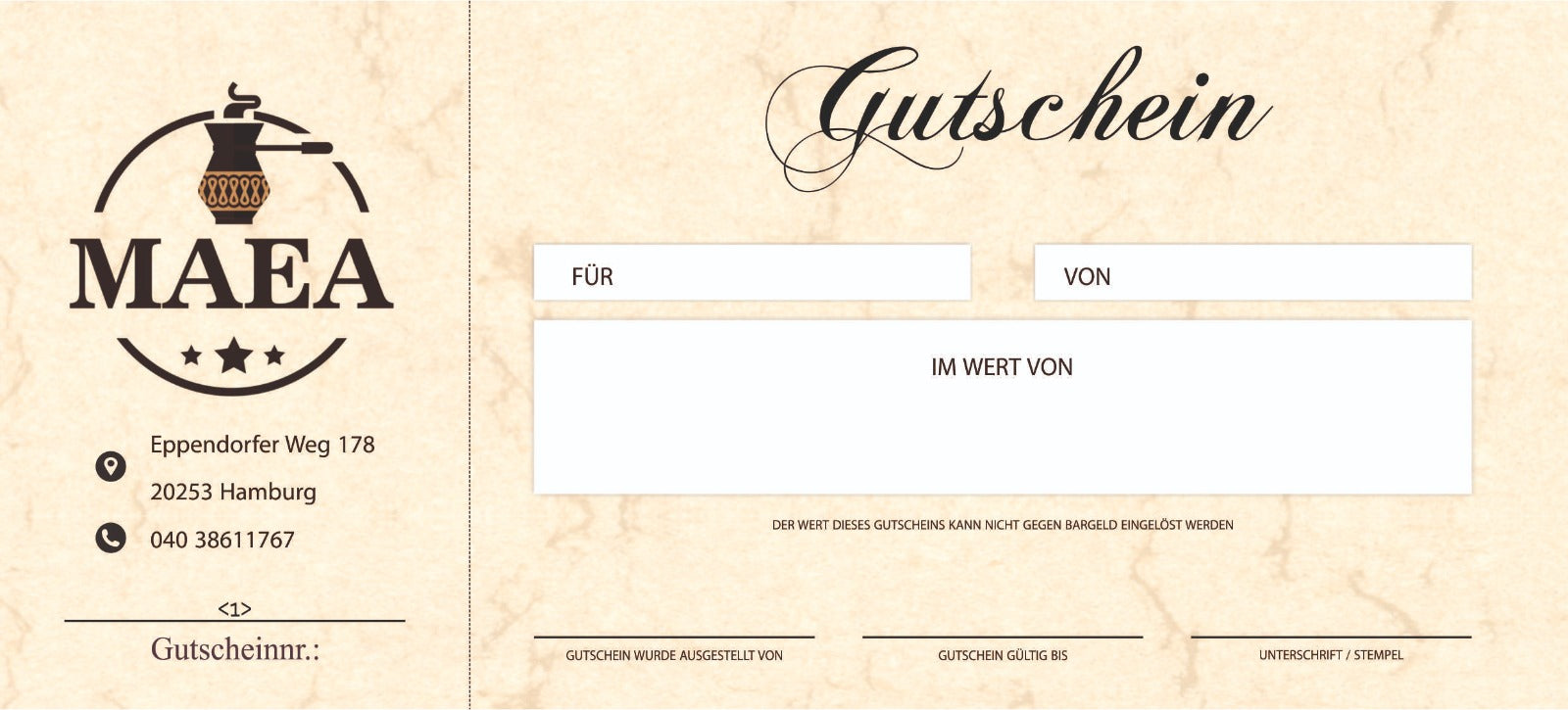 MAEA Kaffee-Gutscheine